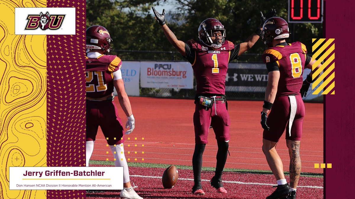 🇺🇸All-American🇺🇸

WR Jerry Griffen-Batchler adds another honor to his resume as he was named a Don Hansen DII Honorable Mention All-American after a stellar senior season with @Bloomufootball!

READ MORE: tinyurl.com/ybwfx8cu

#Unleashed