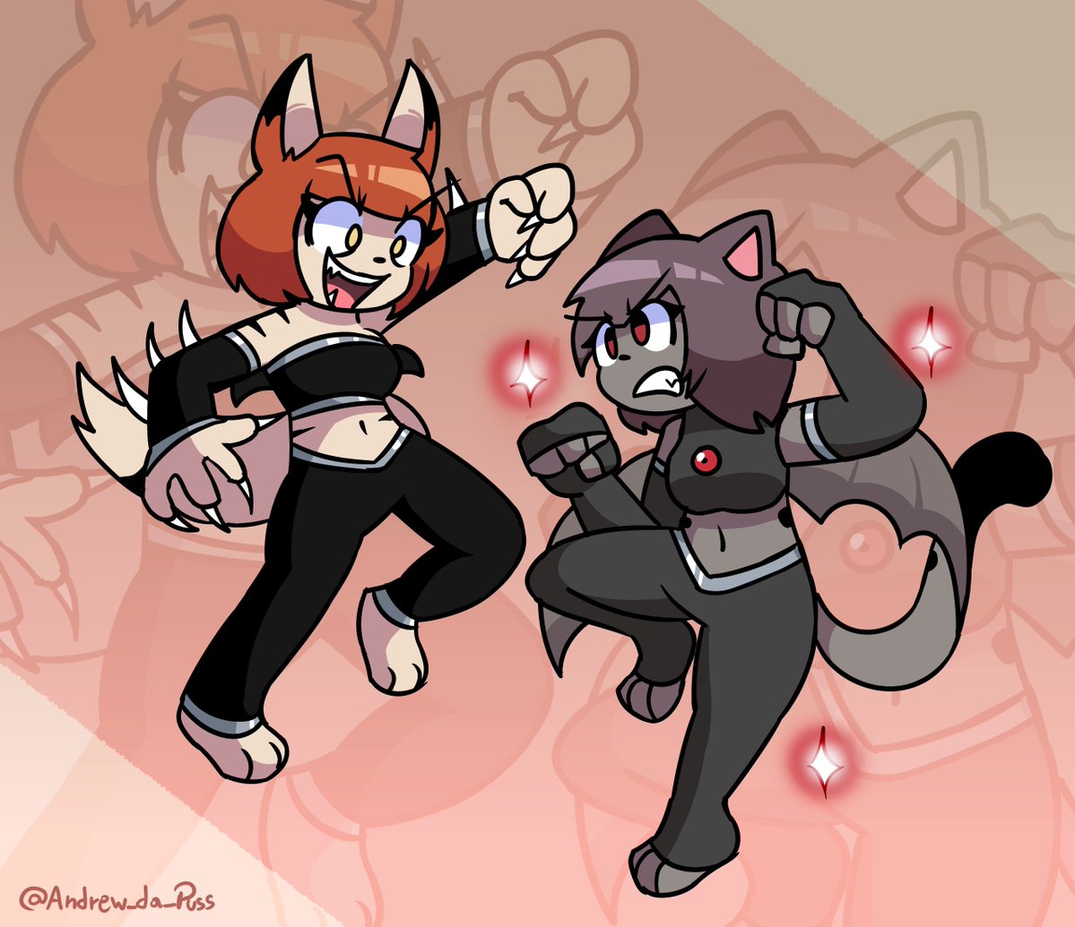 Andrew_da_Puss's tweet image. Art-trade que ando haciendo con @AlexDraw30 
de Zigata y Zirracha, espero le guste bro 🐱✨