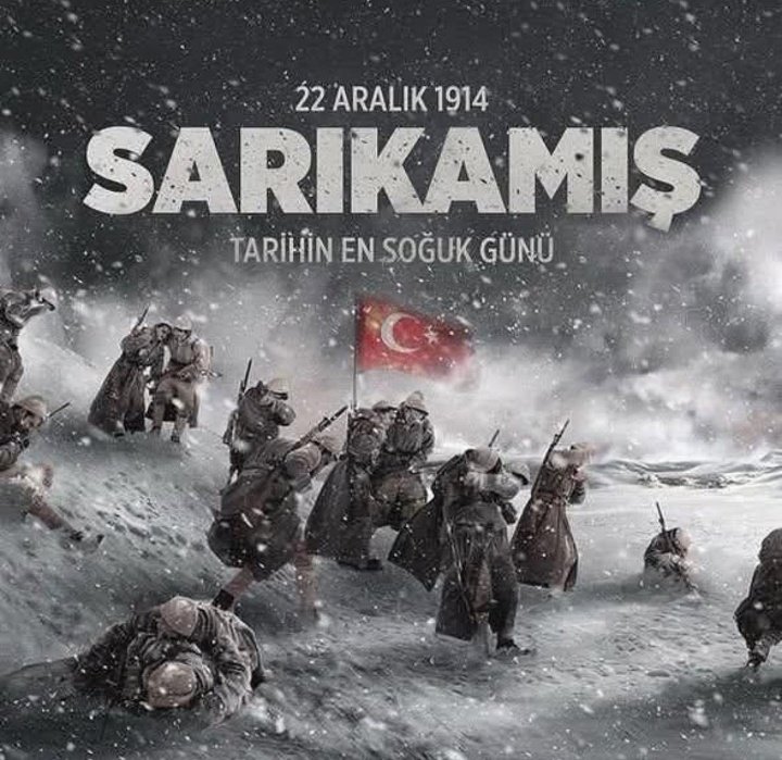 Sarıkamış Harekâtı’nın 111. yıl dönümünde; vatan, bayrak ve istiklâl uğruna canlarını feda eden, fedakârlıklarıyla tarihe silinmez izler bırakan aziz şehitlerimizi rahmet, minnet ve saygıyla yâd ediyoruz.

Ruhları şâd, mekânları cennet olsun. 🇹🇷
#sarıkamıssehitleri