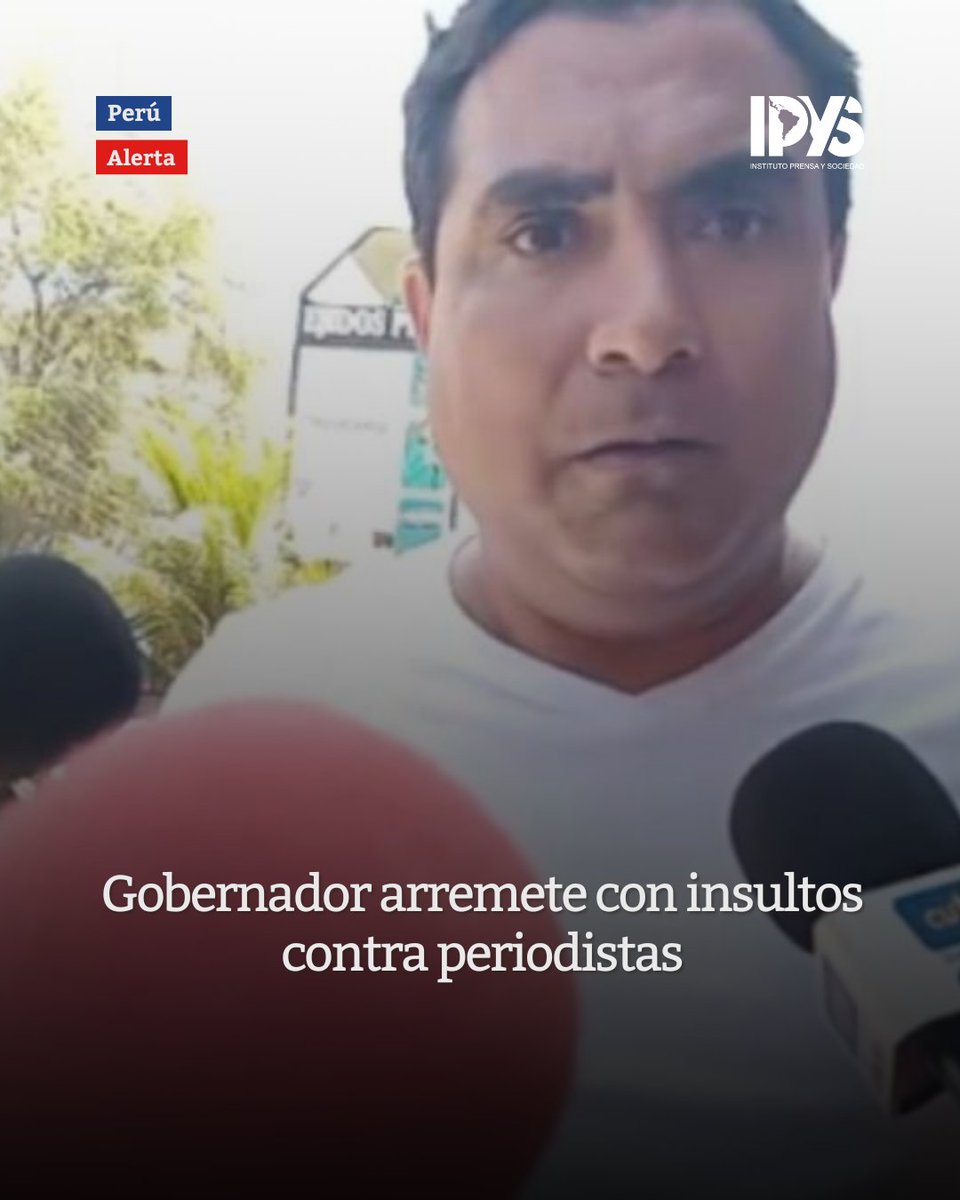 IPYS's tweet image. #ALERTA: gobernador arremete con insultos contra periodistas

El 21 de diciembre de 2025, Luis Neyra León, gobernador de la región Piura arremetió con insultos contra periodistas que le preguntaron por las demoras en las obras de las calles de la ciudad. plantee propuestas para…