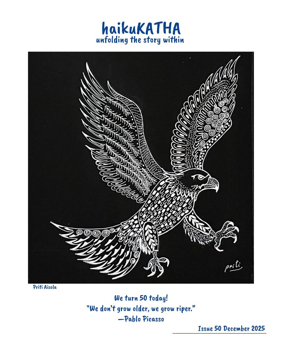 fati_hab42708's tweet image. So pleased to be included in haikuKATHA, 50th issue  Congratulations to Kala Ramesh ,  and editorial team

#haiku

choosing the broken conch
abandoned by others 
early autumn

Fatma Zohra Habis

trivenihaikai.in/post/haikukath…
#vss365 #inkMine #poetrycommunity
#haikusaturday