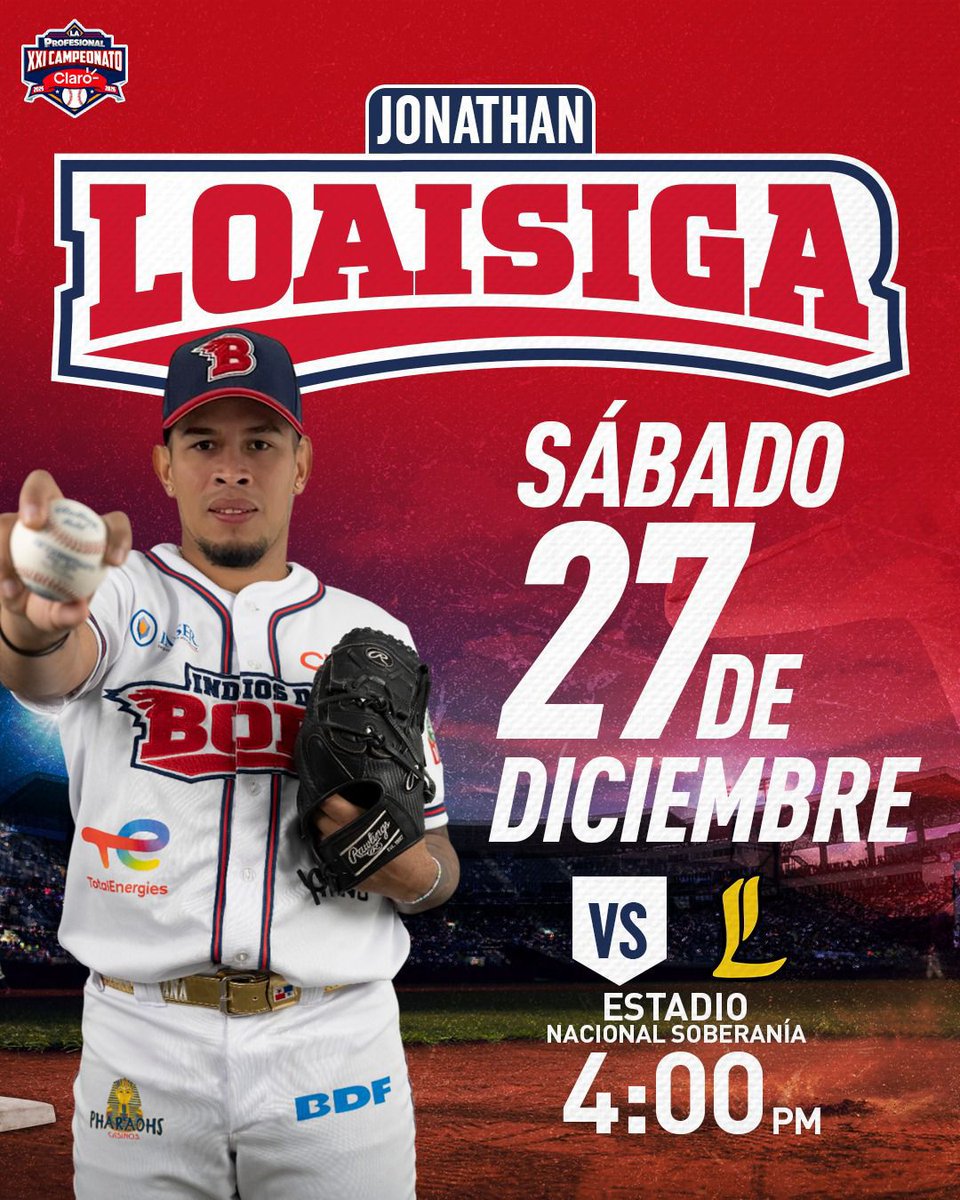 Todos Al Estadio⚾️🏟️

Este Sábado 27 de Diciembre, a las 4pm, el Big Leaguer Jonathan Loáisiga debuta con los Indios del Boer. 

🦁León vs Boer 🏹