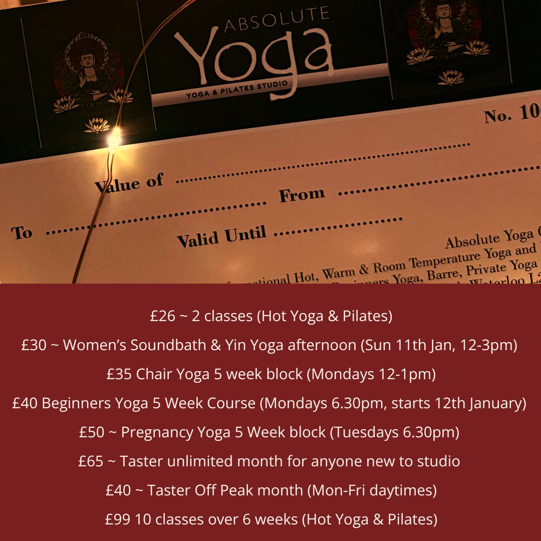 Absolute__Yoga's tweet image. Gift certificate ideas ❤️ I’m in the studio 5.45-7.45pm tonight if you’d like to pick one up.