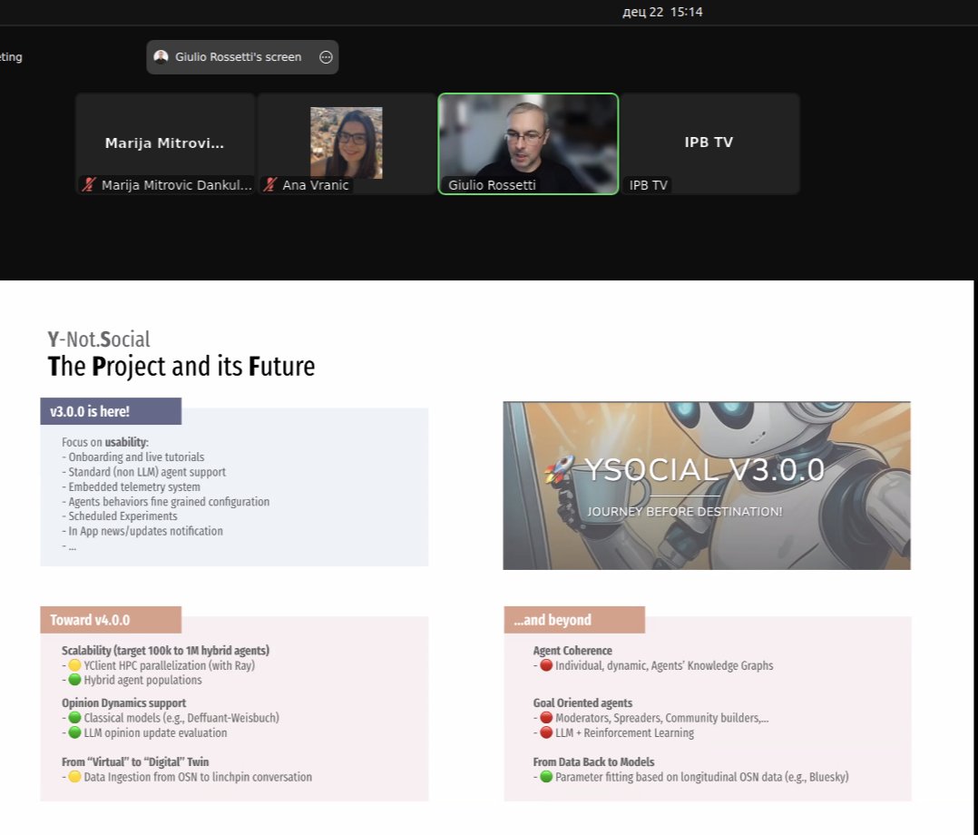 CTRUST_RS's tweet photo. Giulio Rossetti talked about YSocial platform and LLM driven agent-based modelling.
#fondzanauku #ctrust #prisma #ipb #ffuns #vinca #scl #ciks https://t.co/WlWErYpqrb