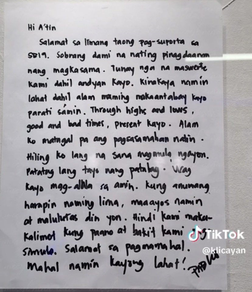 "WAG KAYO MAG-ALALA SA AMIN. Kung  abumang harapin naming lima, maaayos namin at malulutas din yon"

I HEART YOU PABLO
<a href="/SB19Official/">SB19 Official</a> #SB19
<a href="/imszmc/">PABLO</a> #SB19_PABLO