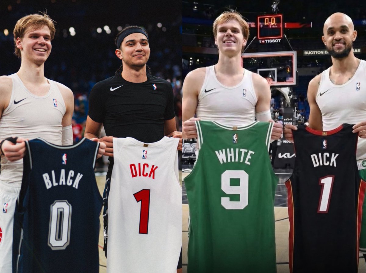 parallelecinico's tweet image. Gradey Dick è un giocatore dei Toronto Raptors.
Spesso, a fine partita, i giocatori scambiano la propria maglia con quella di un avversario
Gradey sceglie sempre accuratamente gli avversari con i quali scambiarsi la maglia.
Gira voce che la NBA non sia felicissima dei suoi…