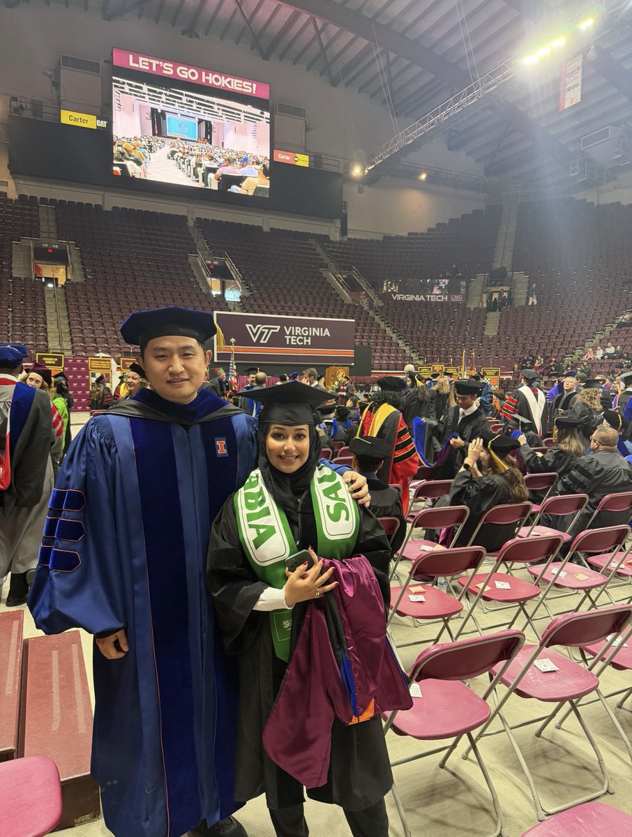 SanghaniCtrVT's tweet photo. Congrats to Fatimah Alotaibi, hooded by advisor Dawei Zhou (left), core faculty @SanghaniCtrVT, during @virginia_techΒ Commencement last Friday. She earned a Ph.D. @VT_CS, with research advancing AI reasoning in open and dynamic environments.
π π #HokieGrad #VT25 https://t.co/srT4LK1nHd