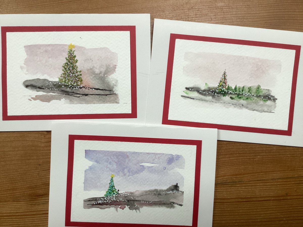 That’s the last three cards of the year painted and to be delivered by hand in the morning.
#Christmascards #watercolours