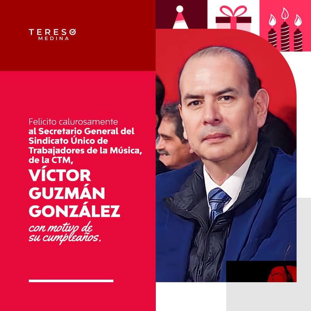 Mando una felicitación de cumpleaños a <a href="/VGG_MX/">Víctor Guzmán González</a>, Secretario General del Músicos SUTM, de la CTM.

Te deseo un gran día en compañía de tus seres queridos y éxito futuro.
¡Felicidades!