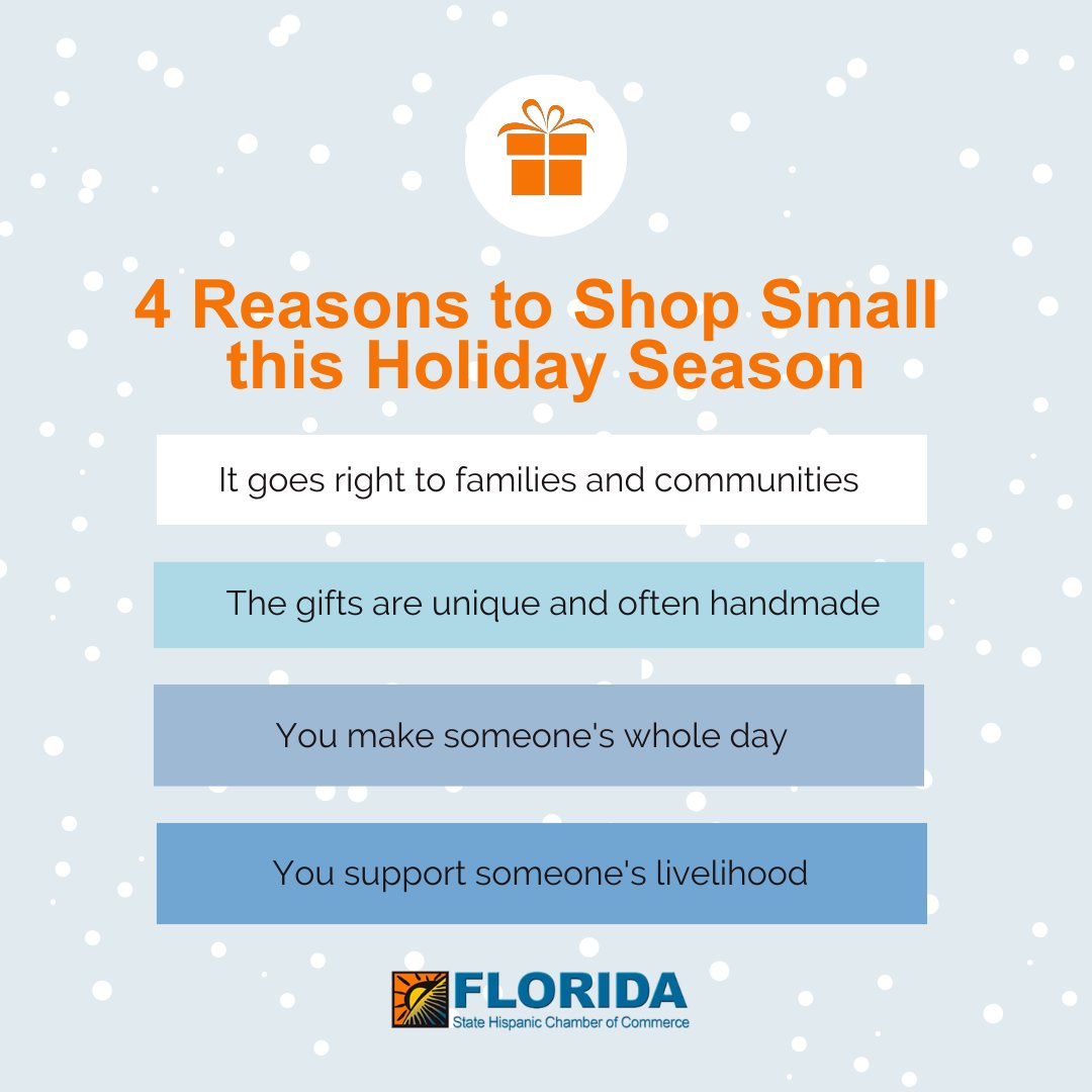 FSHCC's tweet image. This holiday season, shop small and make a big impact! ✨

Every purchase supports #LocalBusinesses, strengthens families, and uplifts communities across #Florida ❤️