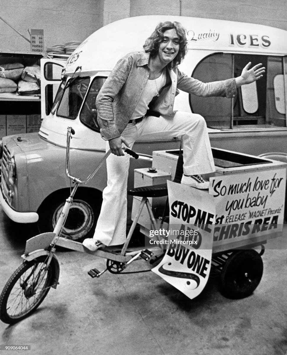 Chris Rea, Singer aged 22, from Middlesbrough, promotes his new single, So Much Love, which he wrote while working for his fathers ice cream company (1974)