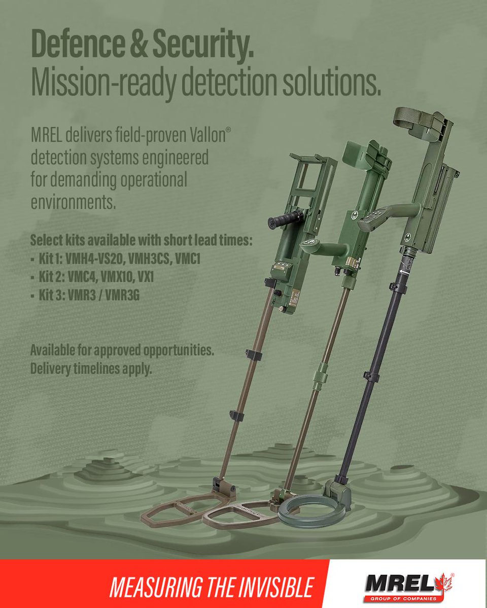 MRELcompanies's tweet photo. MREL continues to support approved defence, humanitarian demining, and security programs with field-proven Vallon® detection systems.

📩 Contact MREL to discuss current configurations, timelines, and eligibility. https://t.co/BVCRTVDY0P