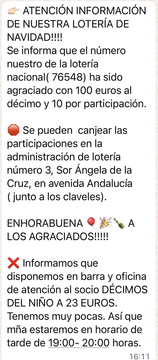 Información del tema lotería de nuestra peña y no te duermas que disponemos muy pocas del sorteo del niño. 👇👇👇👇