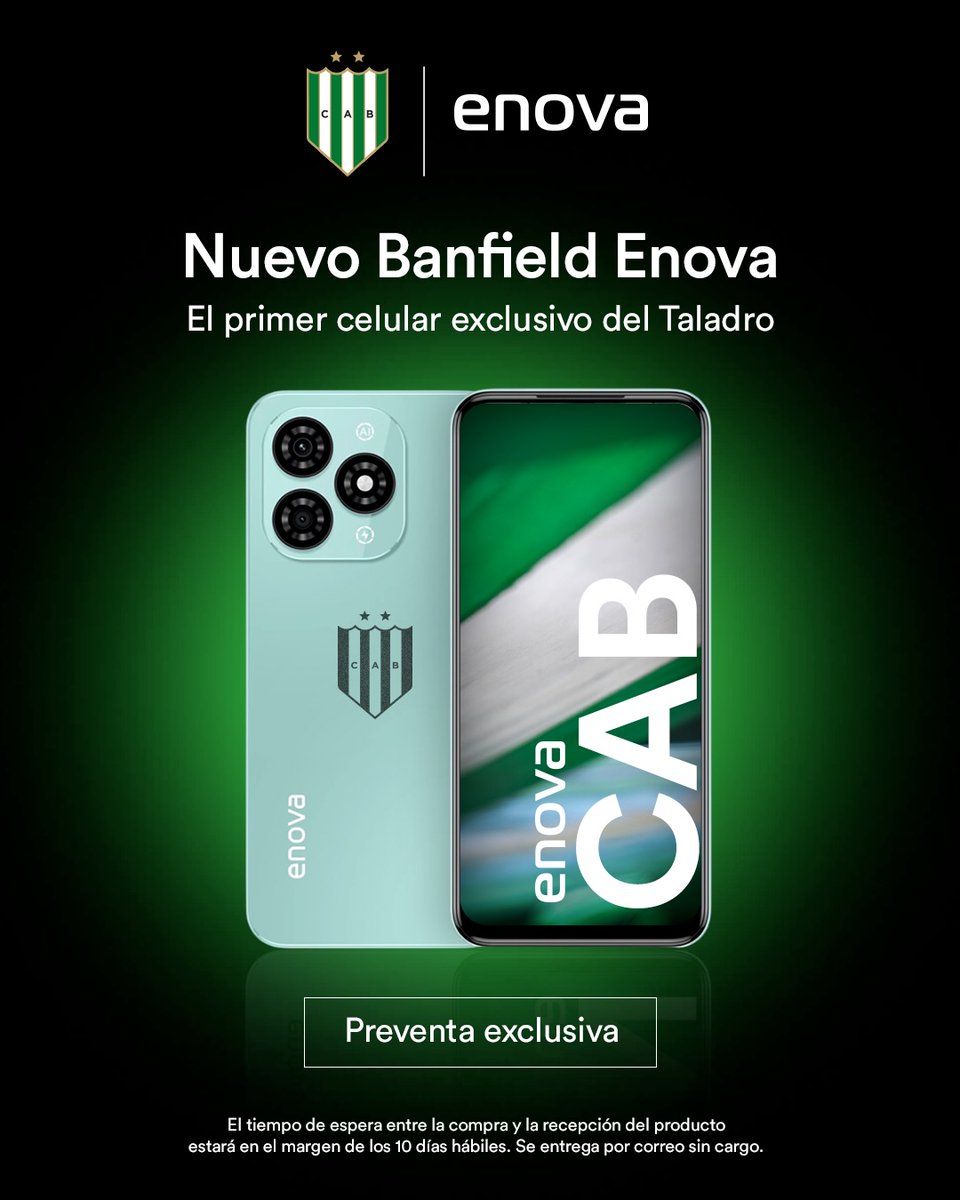 🟢📱 BANFIELD presentó su PROPIO MODELO DE CELULAR en colaboración con la empresa ENOVA

👉 Se convirtió en el PRIMER CLUB DE ARGENTINA en tener un smartphone exclusivo.