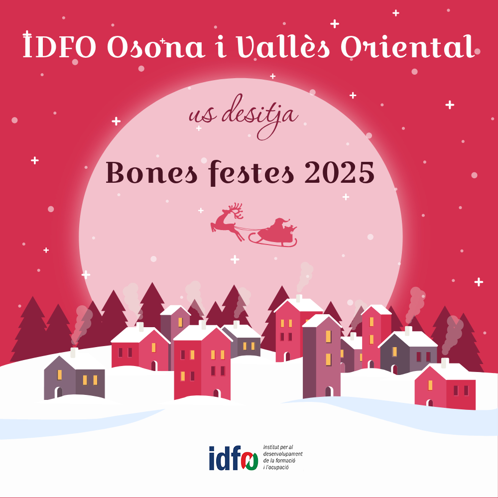 Tanquem per vacances del 24/12 al 07/01/2026!! 
Bon Any!!🥳
🤓Per informació de cursos visiteu la nostra web:
idfo.com