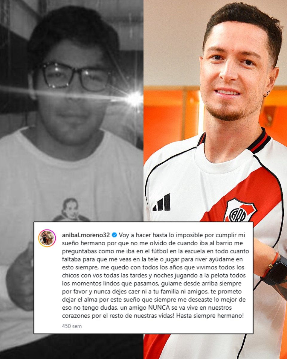 ✍️💔 La emotiva carta que Aníbal Moreno le escribió a su amigo fallecido en 2017 y se viralizó tras la confirmación de su pase a River

"Voy a hacer hasta lo imposible por cumplir mi sueño. No me olvido cuando iba al barrio y me preguntabas cuánto faltaba para verme en la tele o