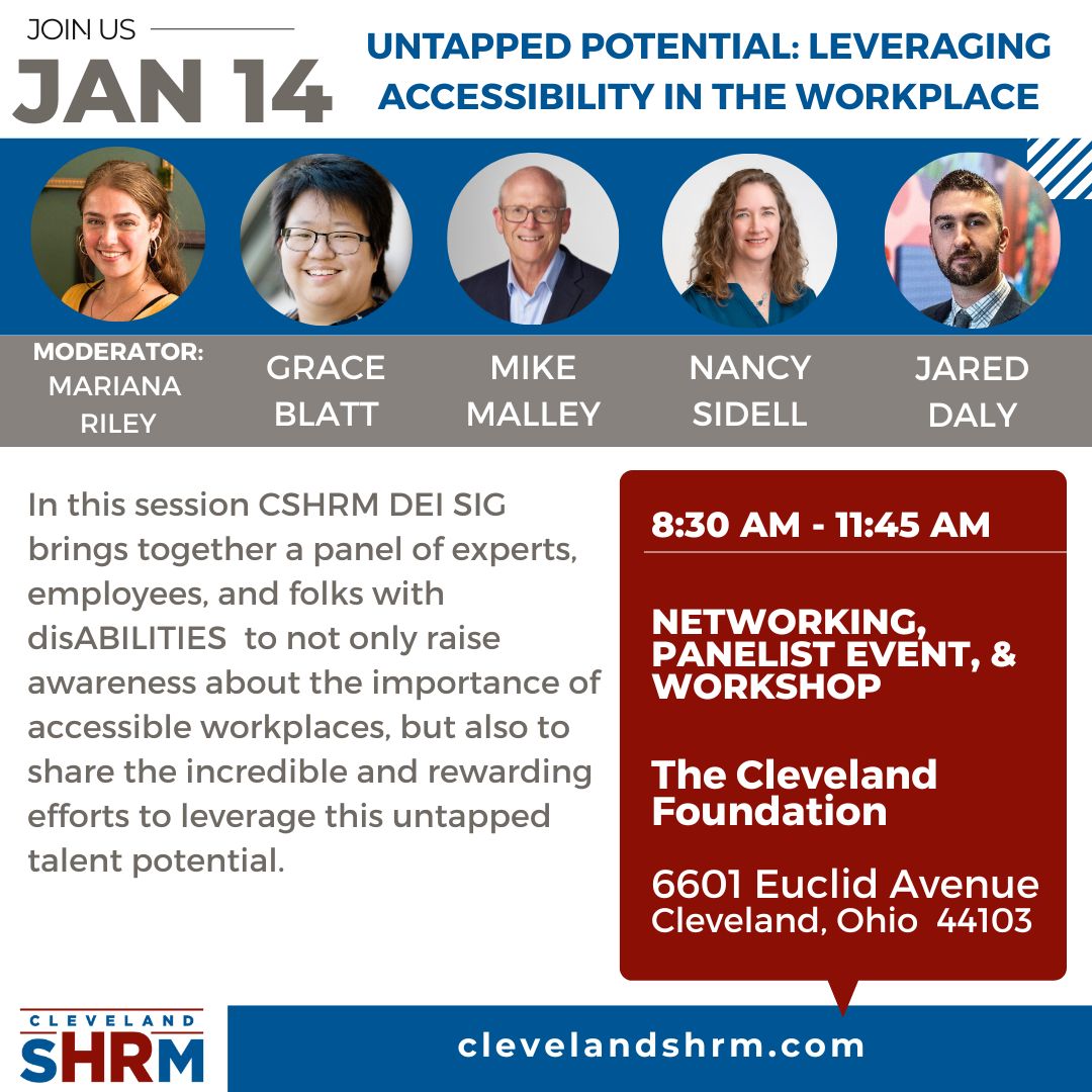 Celebrating National Disability Employment Awareness Month, the CSHRM DEI SIG brings together a panel of experts to discuss this in workplace settings. 

Join our event after the new year and secure your spot: clevelandshrm.com/events/EventDe…