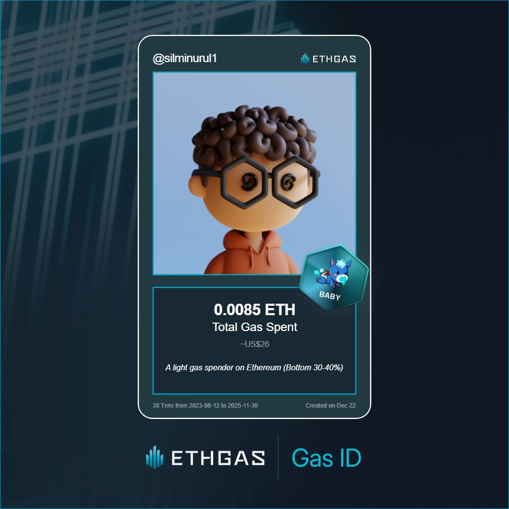 silminurul1's tweet photo. Discovered my Gas ID via ETHGas - turning my gas spend into rewards 🫘

As a Baby Jack, I've spent 0.0085 ETH on gas but earned 2 Beans back.

Get your Gas ID and Beans here: https://t.co/af4BUvX5LN https://t.co/POLxz5QL8V