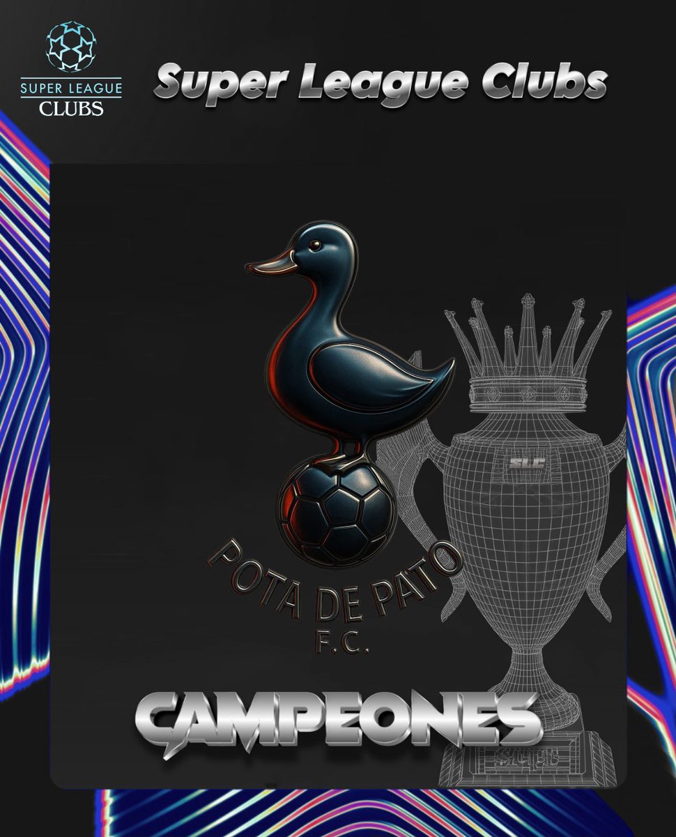 🏆 Enhorabuena al campeón 🏆

Desde la organización queremos felicitar a Potadepato FC por lograr el título de la Super League Clubs, demostrando regularidad, compromiso y un gran nivel competitivo durante toda la temporada.
