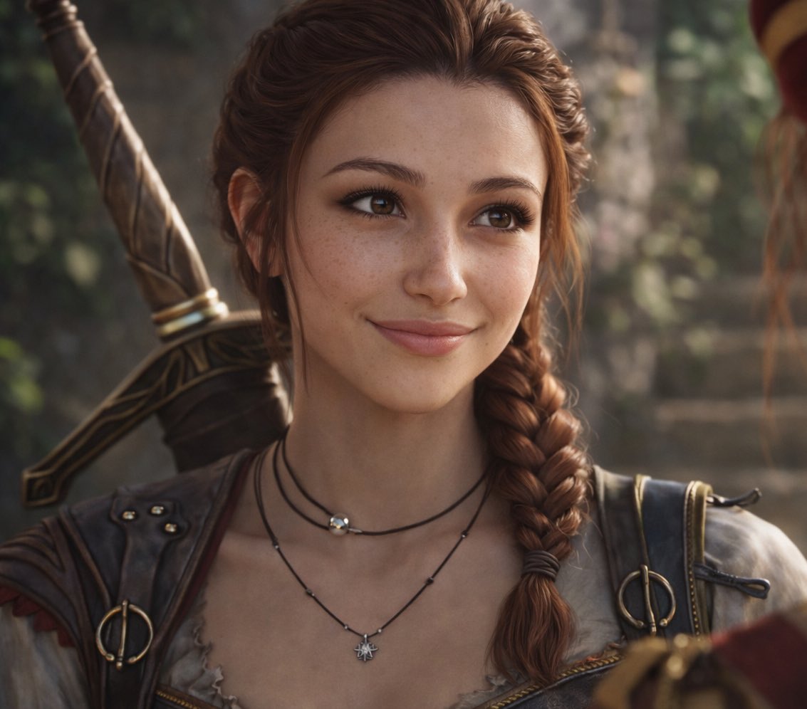 SmashJT's tweet image. I asked ChatGPT to make her beautiful 🤣 

Maybe this is all studios need to start doing if they want sales and avoid layoffs!?