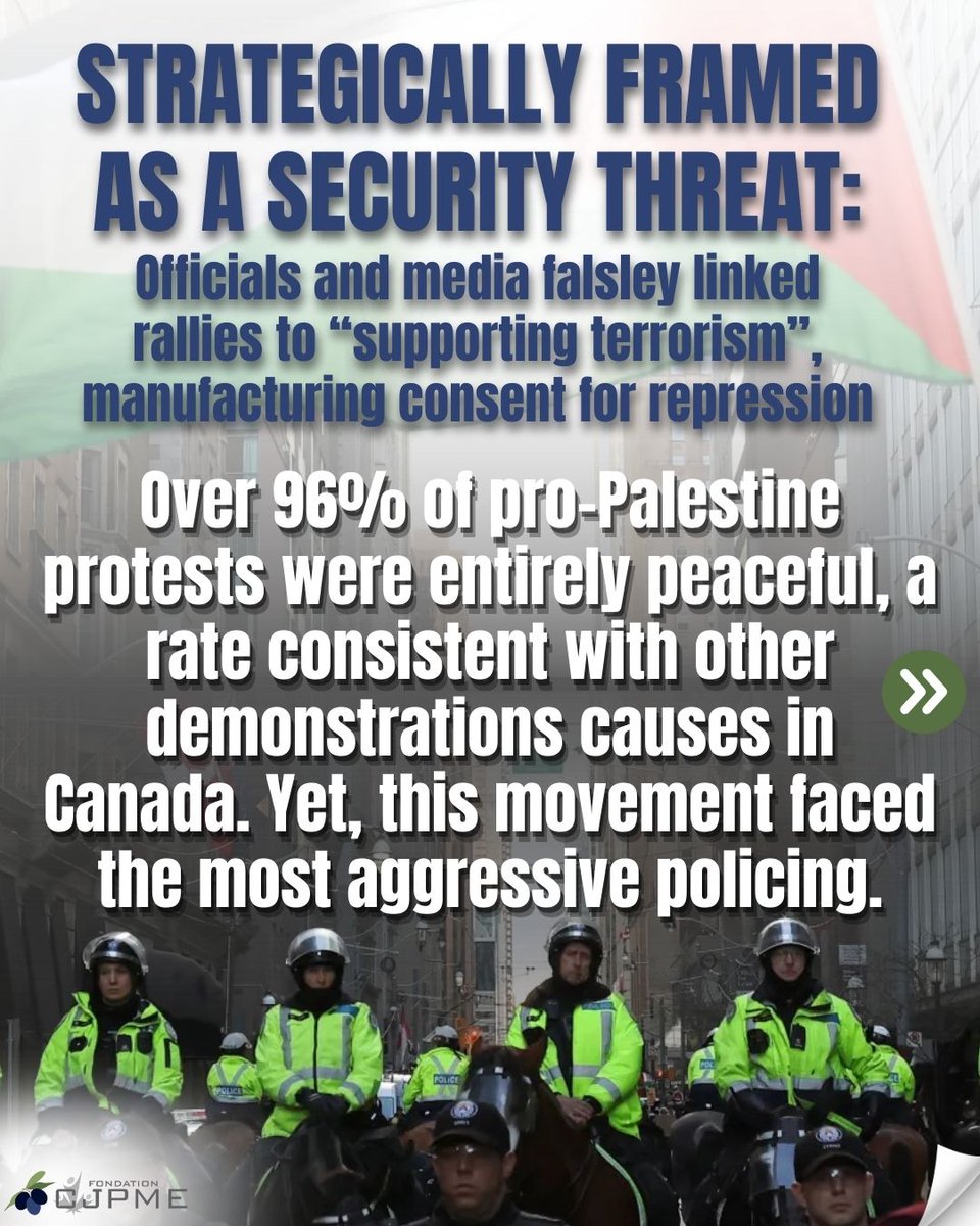 OpposeAPR's tweet image. Check out our latest report: Policing Palestine Solidarity: A Crisis of Civil Liberties in Canada (2021–2025). 
It looks at how Palestine solidarity protest has too often been treated as a “security” threat instead of protected democratic expression.
 cjpmefoundation.org/re_2025_12_22-…