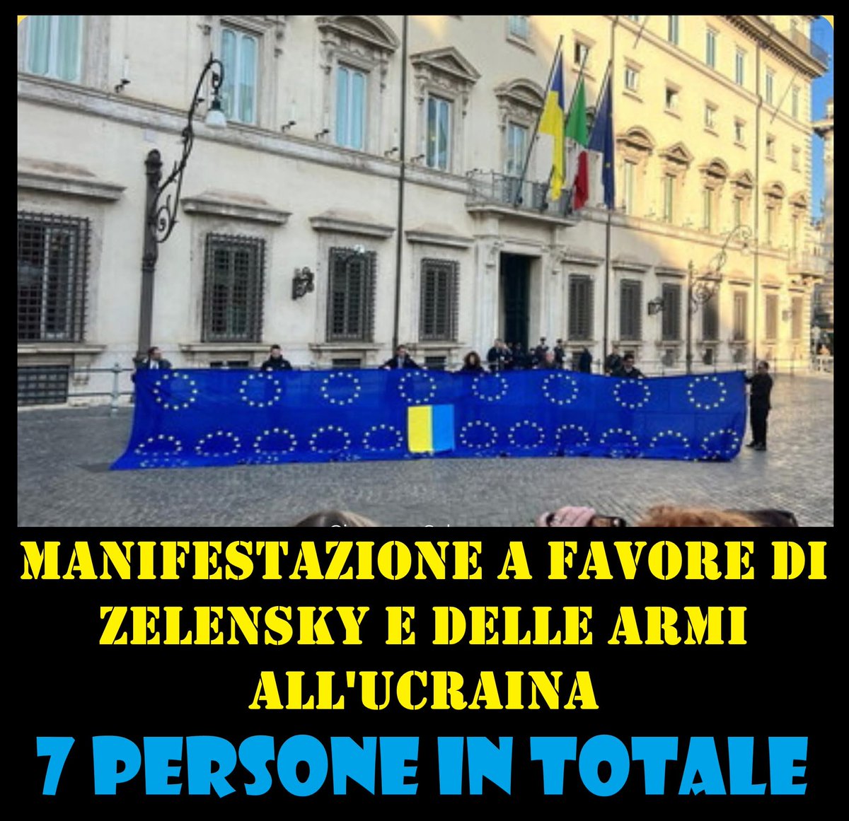 P_M_1960's tweet image. Alla Manifestazione in favore dell'accattone di Kiev Zelensky, convocata da +Europa e da Calenda vi hanno partecipato la bellezza di 7 persone.
Questa è la conferma che nel mondo reale questa gente non esiste, esiste solo nella testa malata di questi personaggi da talk show.