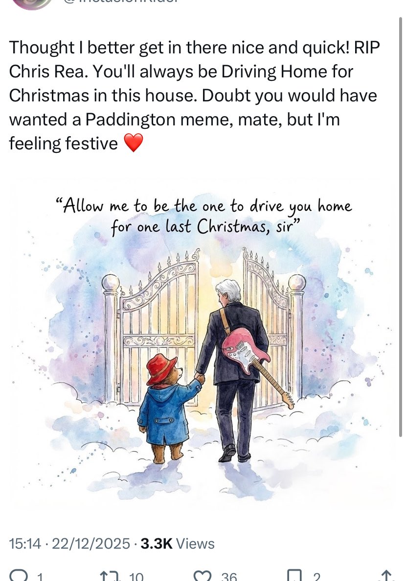 That furry little bastard GRIM REAPER, the ursine ANGEL OF DEATH, has TAKEN ANOTHER LIFE!

#ChrisRea