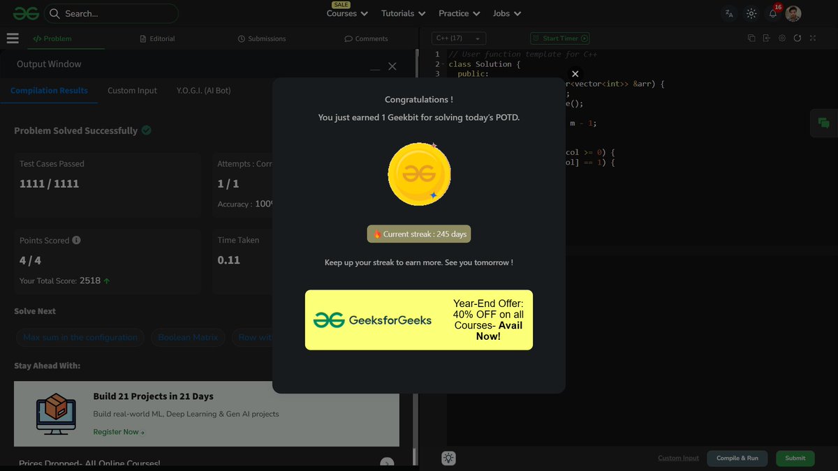 shahidx_05's tweet image. Day 282 – #365DaysOfCode

✅ Min Length of String After Ops
✅ Distribute Candies
✅ Row with Max 1s
✅ Codeforces 2037B

#DSA #LeetCode #GfG #Codeforces #CompetitiveProgramming  #ProblemSolving #LearnInPublic #BuildInPublic