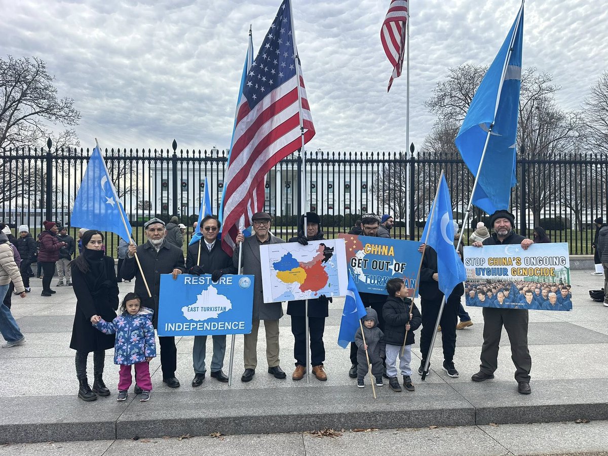 🚨Yesterday, we stood in front of the <a href="/WhiteHouse/">The White House</a> to mark 76 years since the People’s Republic of China forcibly overthrew the independent East Turkistan Republic on December 22, 1949. That act marked the occupation of our homeland and the start of a colonial domination built on