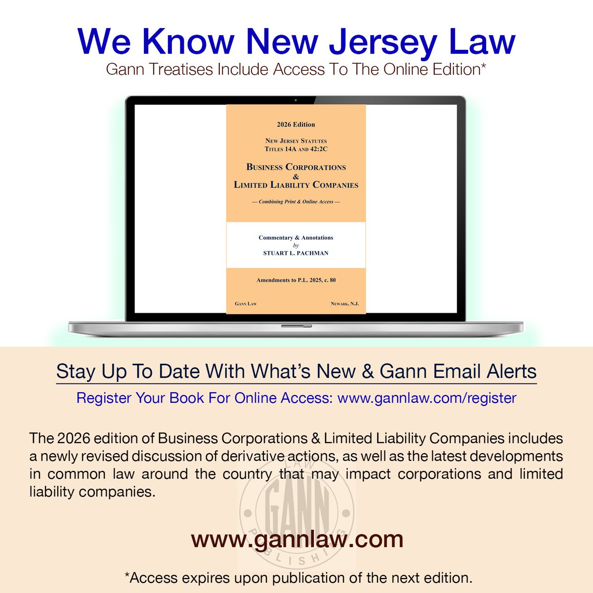 2026 NJ Business Corporations &amp; LLCs (N.J.S. Titles 14A and 42:2C) Print + Online • Stuart L. Pachman of <a href="/BrachEichler/">Brach Eichler LLC</a> 

gannlaw.com/onlineStore/Ma…

#gannlaw #gannlawbooks #njlaw #njlawyers #njbusiness #njsmallbusiness #njattorney #njbusinesssttorney #njlawyer #businessformation