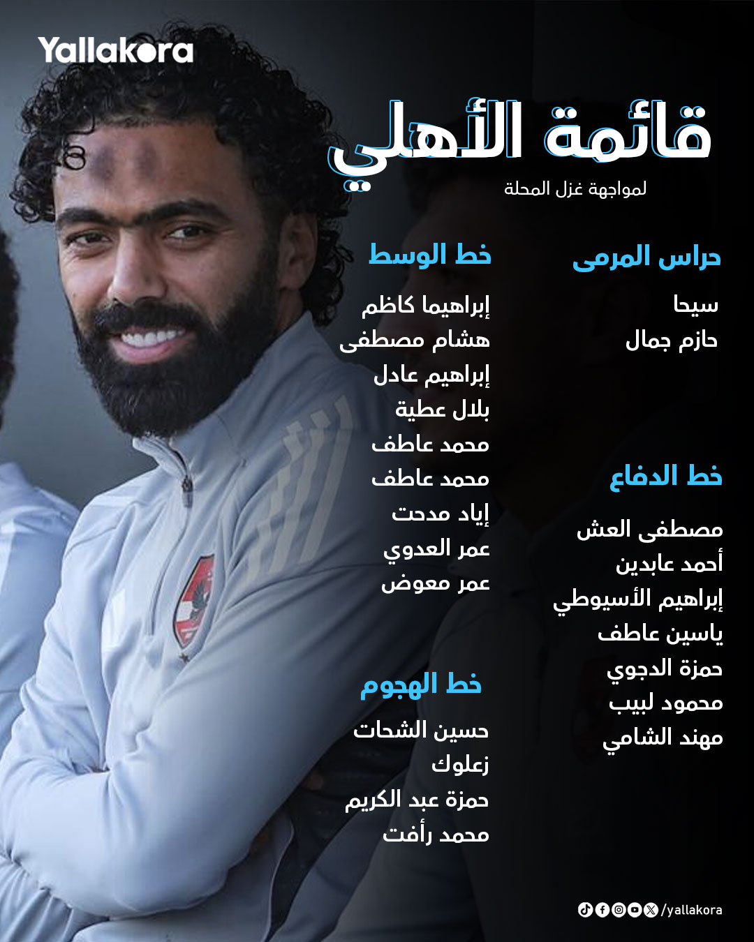 قائمة الأهلي لمواجهة غزل المحلة في كأس الرابطة المصرية 