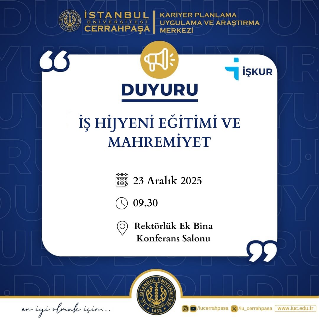 📢 İş Hijyeni Eğitimi ve Mahremiyet Duyurusu
