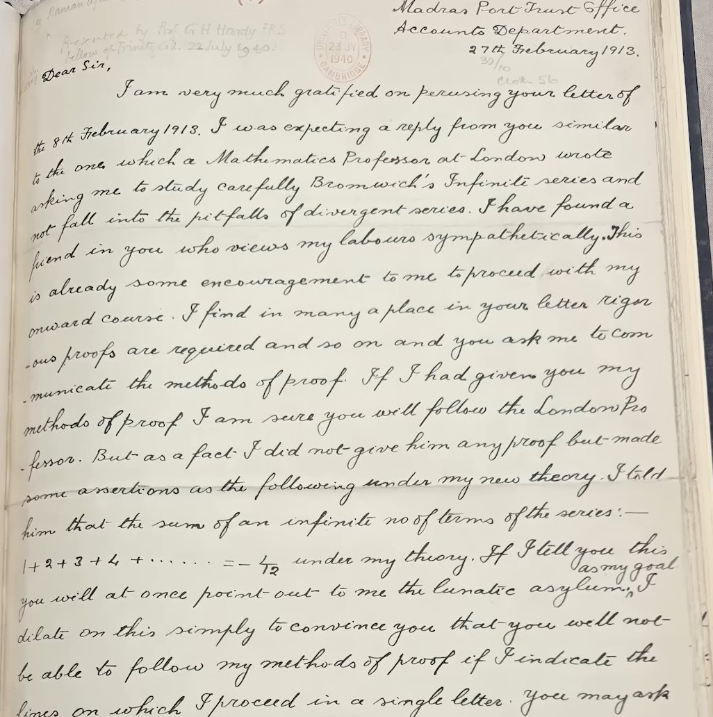 muditfx's tweet image. Srinivas Ramanujan had a really pretty handwriting

– from one of his letters to GH Hardy