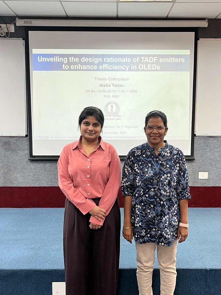 Rajamalligandee's tweet photo. Delighted to share that my second PhD student, Nisha @yadav_nishaa has successfully presented her thesis colloquium 👏📷
#profm #oled #PhDJourney #ResearchLife https://t.co/qxnTo66BYk