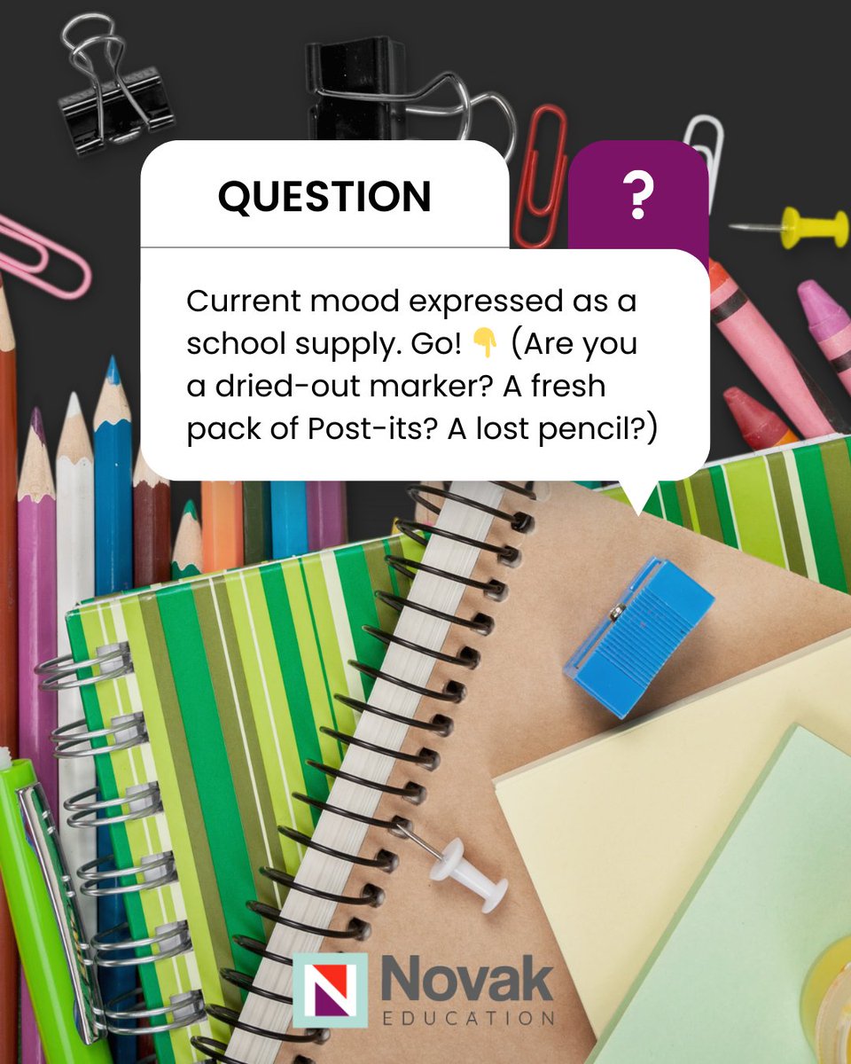 NovakEducation's tweet photo. Status update: You are officially on Winter Break. 🚫🔔

What’s your current mood expressed as a school supply?

(We’re currently a lost pen cap—we have no idea where we are or what day it is, and we love it.)

#EdChat #WinterBreak #TeacherLife #VacationMode https://t.co/vER8gi7xIj