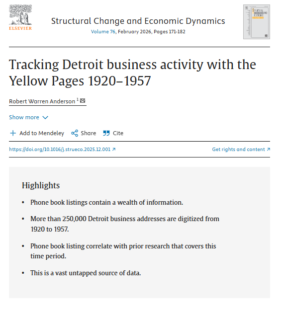 VincentGeloso's tweet photo. You can use the phone book to estimate economic activity. This is what Warren Anderson did in his recent paper at Structural Change and Economic Dynamics. He shows many highly important things (notably how much wartime growth was overstated in national accounts) https://t.co/ZQK4qVAViQ