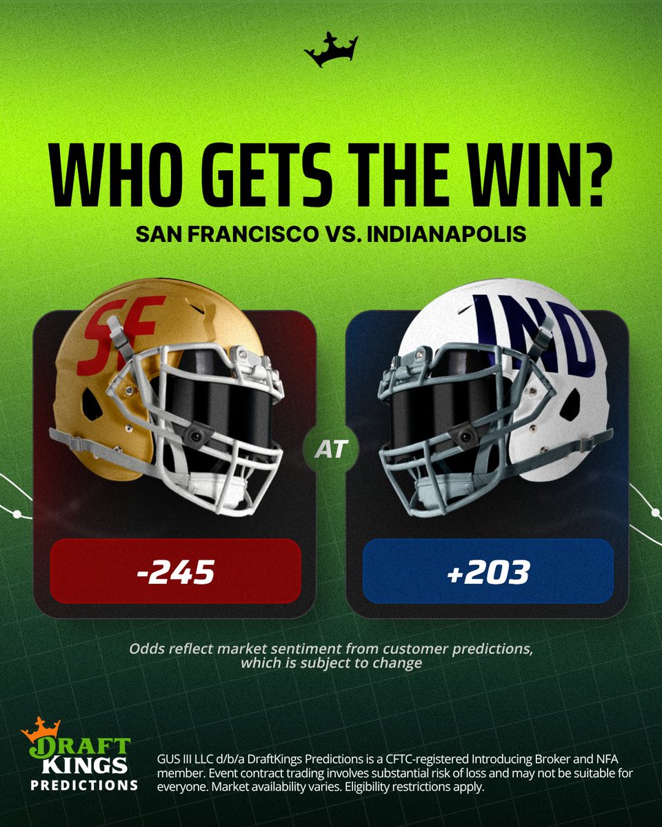 DKPredictions's tweet image. There's more pro football on the way as Week 16 reaches its conclusion.

Make your pick - San Francisco or Indianapolis?