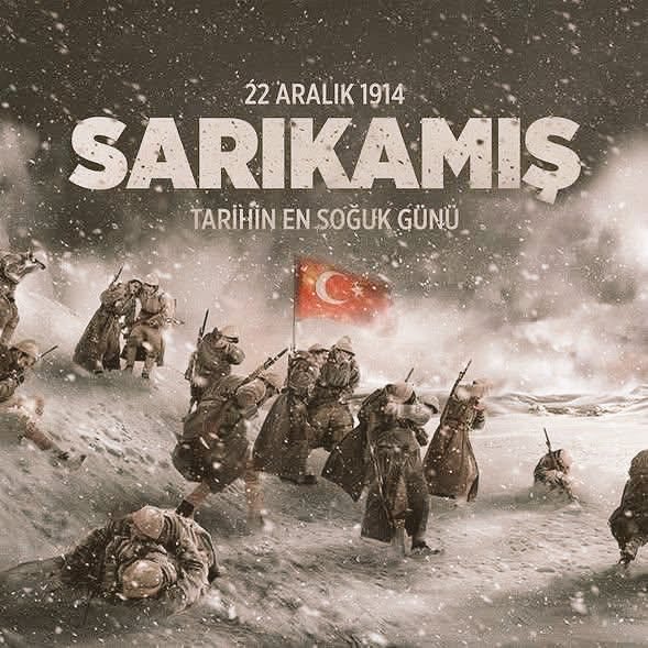 22 Aralık 1914 - #Sarıkamış

Vatan savunmasını canından aziz bilen kahraman şehitlerimizi rahmet ve minnetle anıyoruz.
Aziz Ruhları şad, mekânları cennet olsun.🤲🏻🇹🇷 🇹🇷