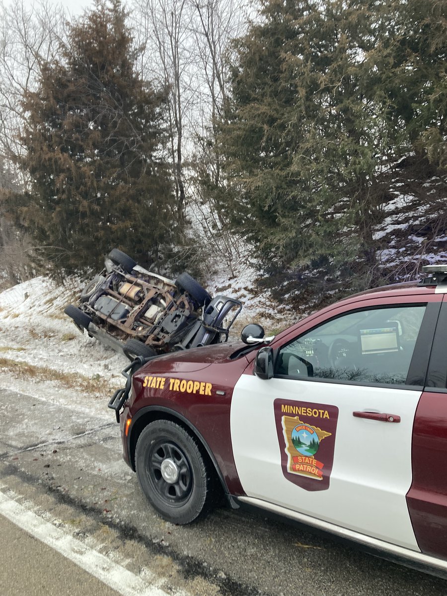 MN State Patrol statewide crash numbers 12/22/25 1AM-10 AM today: 81 property damage crashes, 9 injury crashes  2 fatal crashes, 69 vehicles off road and 10 jackknifed semis.