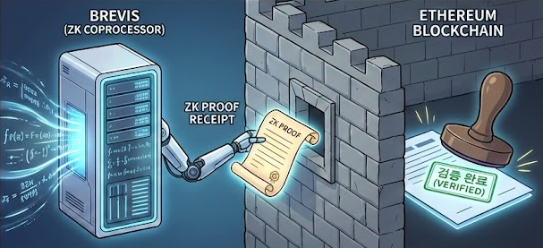 먼저 리캡영상 요약본입니다! 

영상에서 Brevis의 공동 창립자 Michael은 Brevis를 "Web3를 위한 무한한 컴퓨팅 레이어(Infinite Compute Layer)"이자 "ZK 코프로세서(ZK Coprocessor)"라고 정의합니다.

기본 원리: 블록체인 내부에서 처리하기엔 너무 무겁고 복잡한 연산을 오프체인(블록체인
