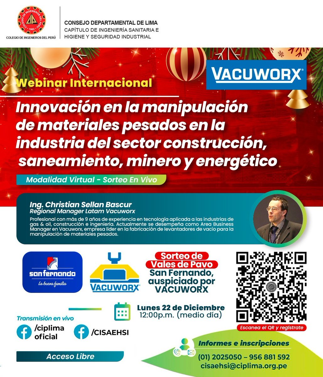 Webinar Internacional gratuito: “Innovación en la manipulación de materiales pesados en la industria del sector construcción, saneamiento, minero y energético” hoy a las 12:00 m.  Inscripción gratuita aquí campus.ciplima.org.pe/programa-de-ca…
