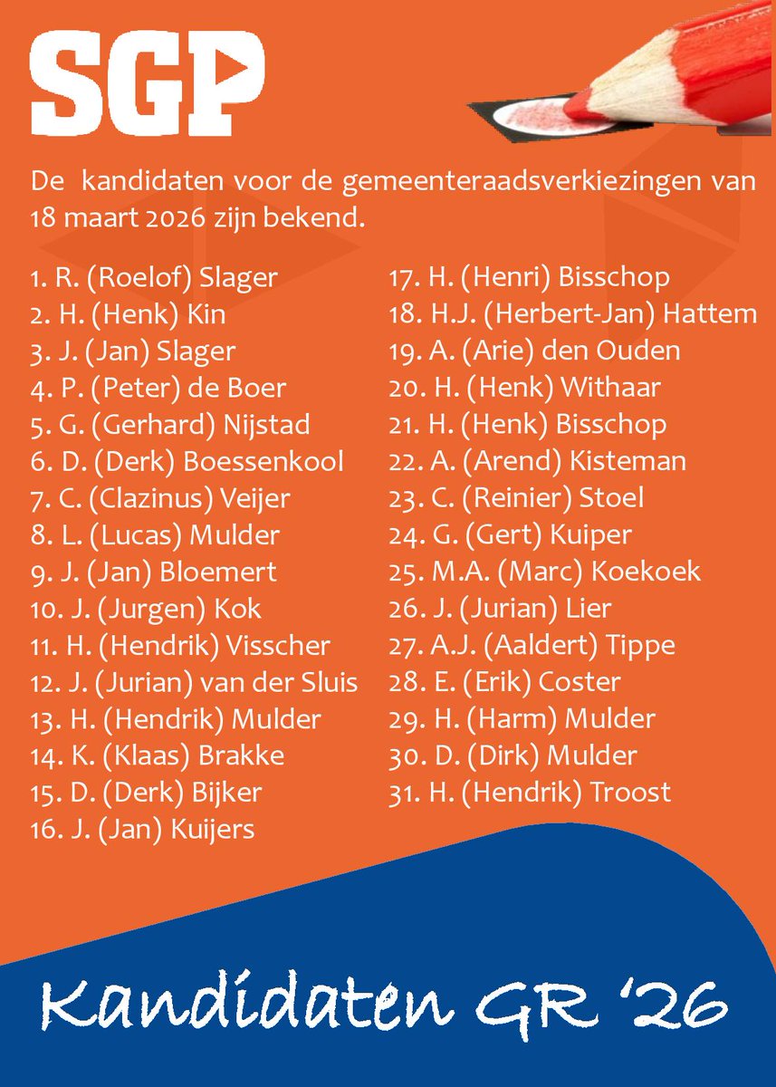 De kandidatenlijst voor de komende gemeenteraadsverkiezingen is er één met vertrouwde gezichten én nieuw talent. Met verschillende achtergronden en expertises, die garant staan voor het vertrouwde SGP-geluid in de Staphorster raad.