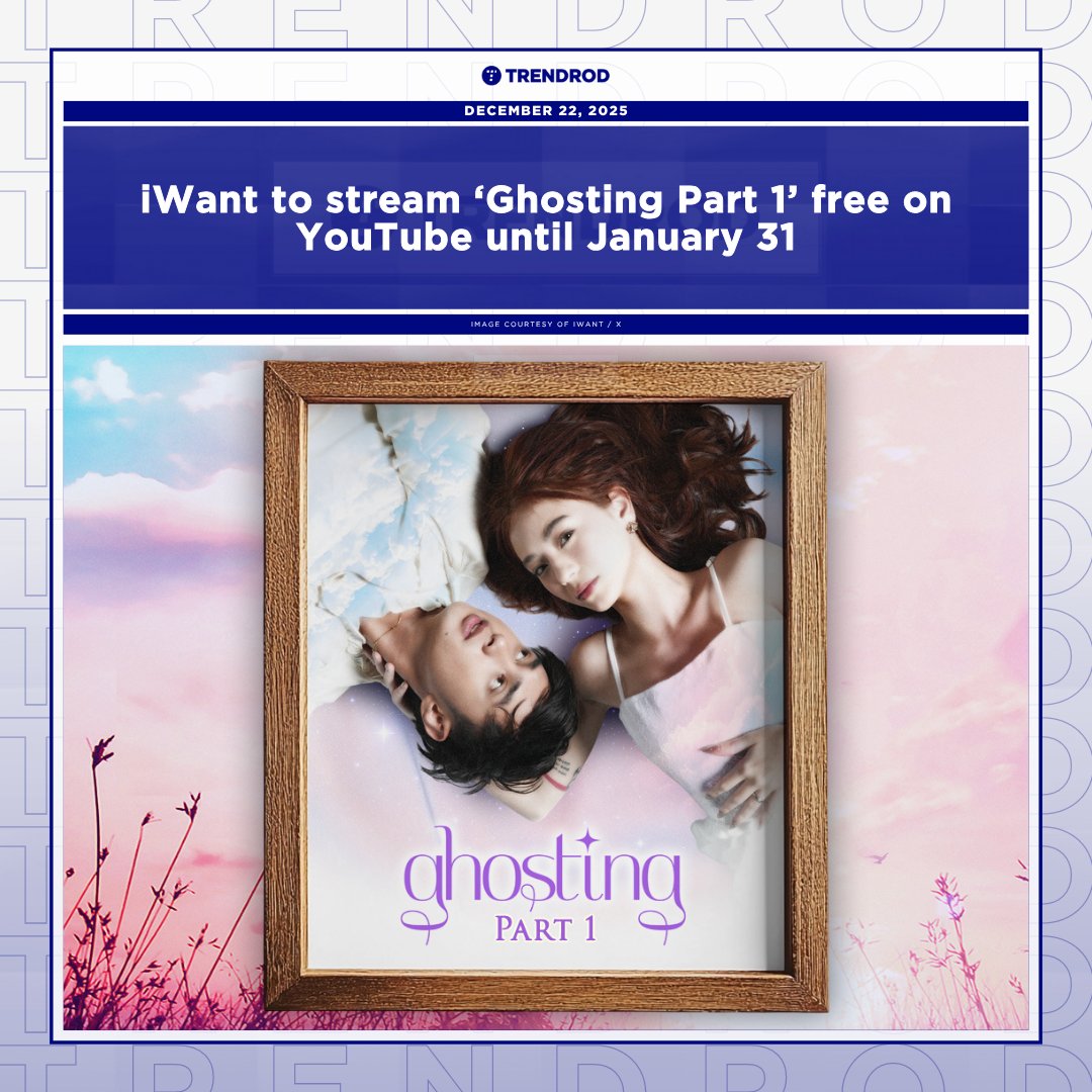 TrendrodPH's tweet photo. iWant is streaming Fyang Smith and JM Ibarra's hit digital series 'Ghosting' for free on its YouTube channel until January 31, 2026.
READ: https://t.co/UZlzOgVSwm
#GhostingPart1 β’ #JMFyang β’ #FyangSmith β’ #JMIbarra https://t.co/wWxU5O9dXm