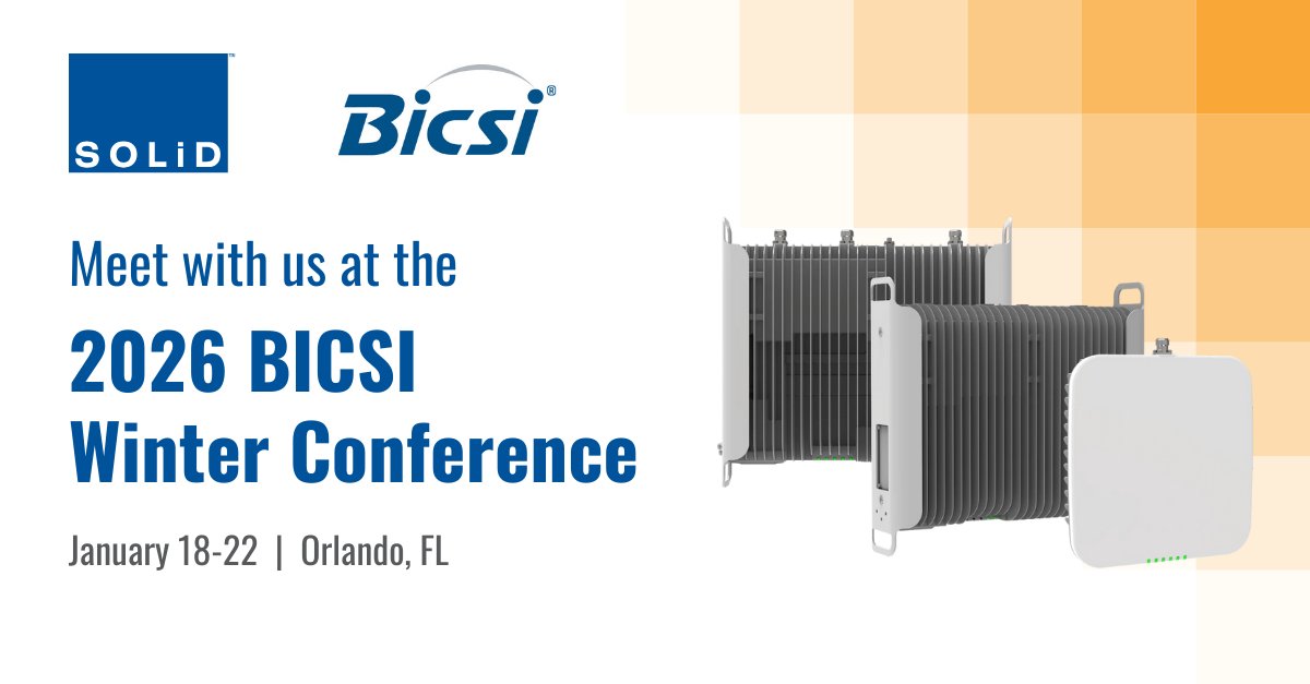 How can IT pros enable reliable #inbuilding #connectivity as efficiently and sustainably as possible? To find out, meet with <a href="/SOLiDUSA/">SOLiD</a> #DAS experts to learn more about our new BARS solution - the #Middleprise DAS at <a href="/BICSI/">BICSI</a> '26 Winter Conf. See you at #BICSI Jan 18-22 in Orlando!