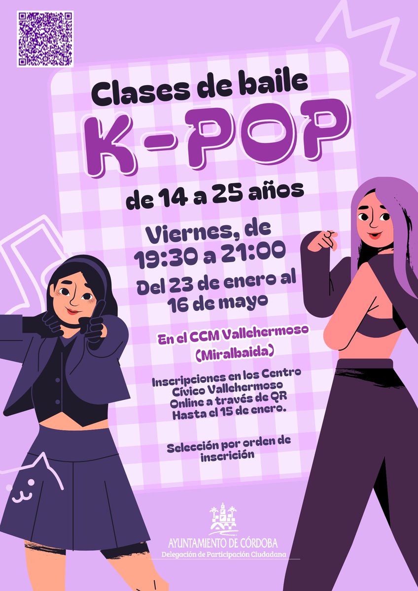 🕺 ¡Aprende las mejores coreos en el Taller de K-pop de Poniente Norte! 🗓️ Viernes (23 ene - 22 may) de 19:30 a 21:00 h en CCM Vallehermoso. 📝 Inscripción hasta el 14 de enero presencial u online: forms.gle/1ozBygu9FGEBFn…. ⚠️ Selección por orden de llegada.

#Kpop