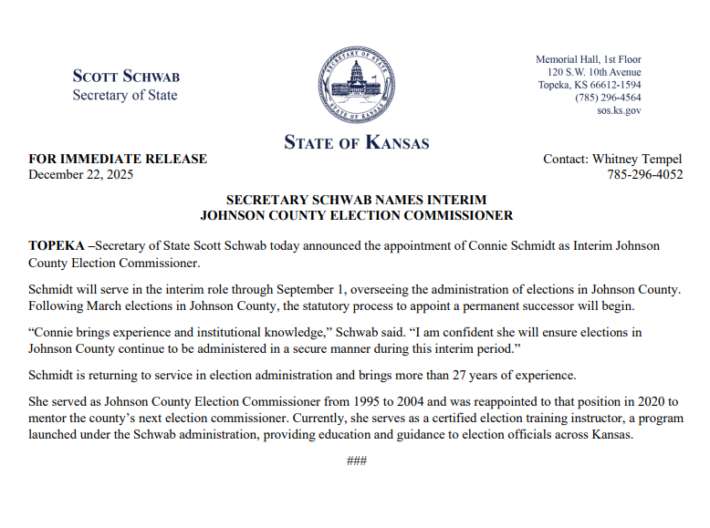 Kansas Secretary of State tweet media