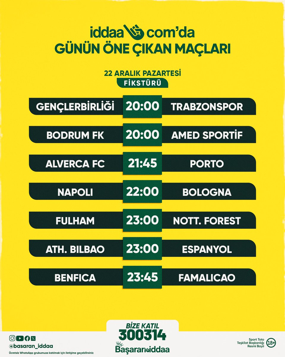 👑 i̇ddaa.com’da Günün Öne Çıkan Maçları