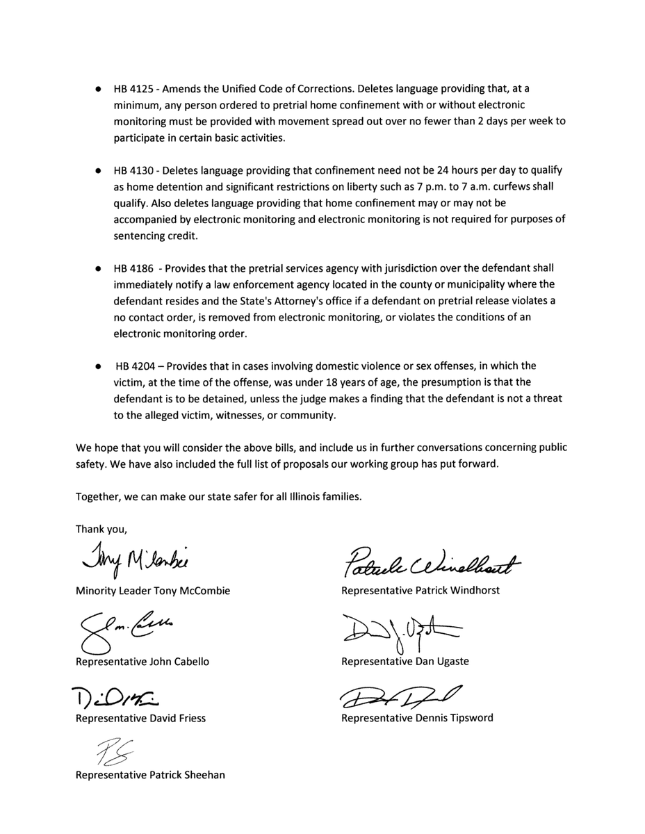 Members of our Truth in Public Safety (TIPS) Working Group recently sent a letter to <a href="/GovPritzker/">Governor JB Pritzker</a> outlining needed improvements to the SAFE-T Act in Illinois. 👇 #twill