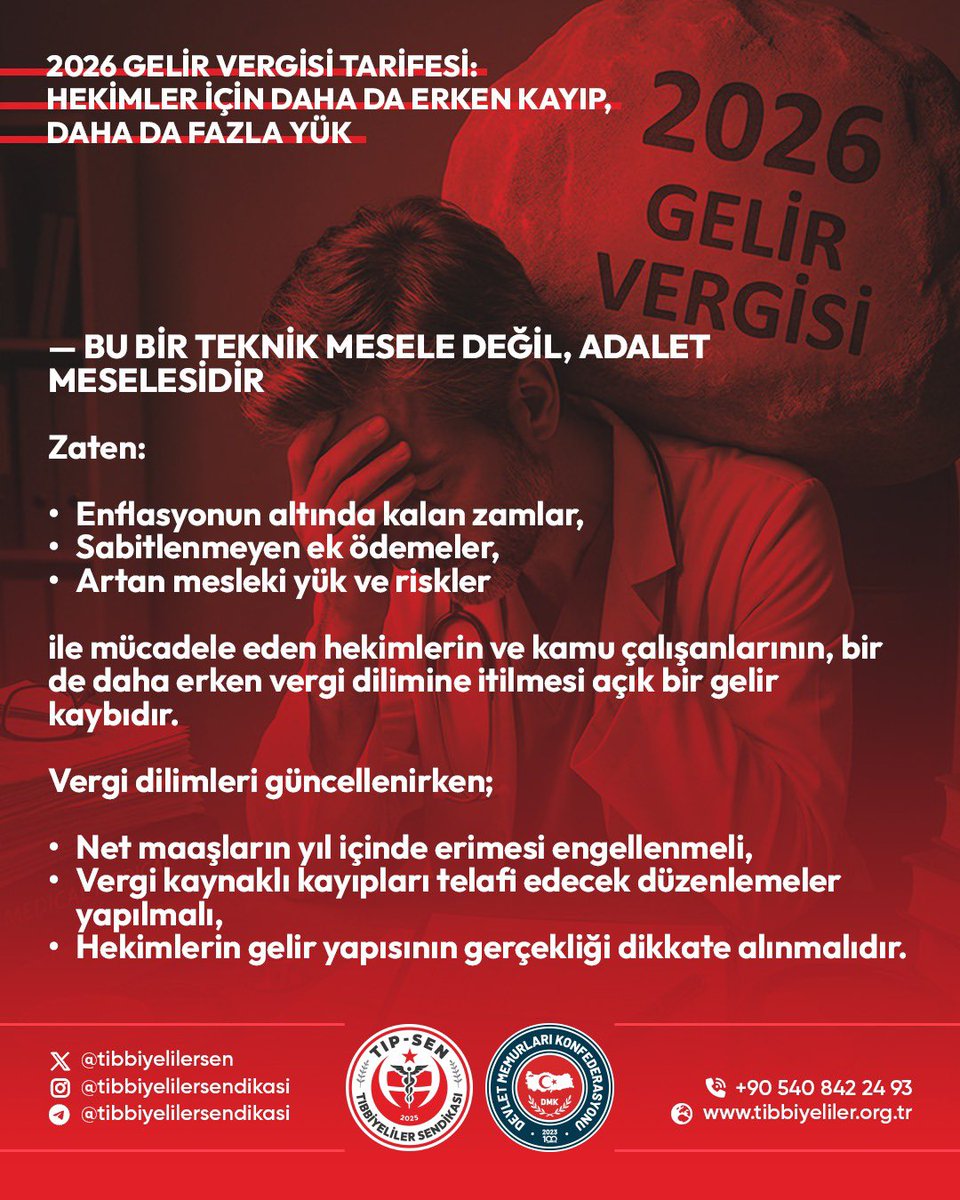 🔴 2026 GELİR VERGİSİ TARİFESİ: HEKİMLER İÇİN DAHA DA ERKEN KAYIP, DAHA DA FAZLA YÜK!