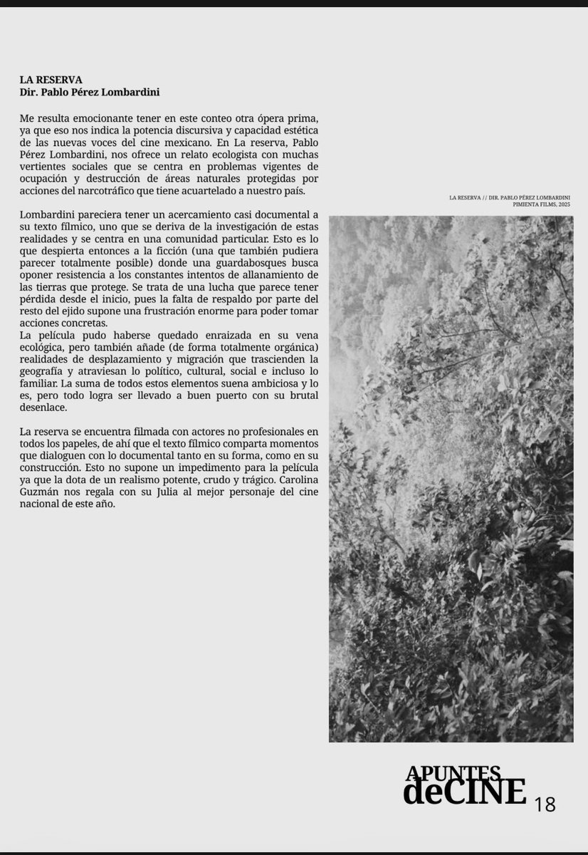 ¿Ya leyeron el número de cierre de año de <a href="/apuntesdecineff/">APUNTESdeCINE</a> ? Hay mucho cine mexicano que celebrar. Nombres conocidos, pero grandes también óperas primas. Películas que desfilaron por las mejores muestras y festivales como el <a href="/FICM/">Morelia Film Fest</a> y el <a href="/FICGoficial/">FICG Oficial</a> #LaReserva #EnElCamino